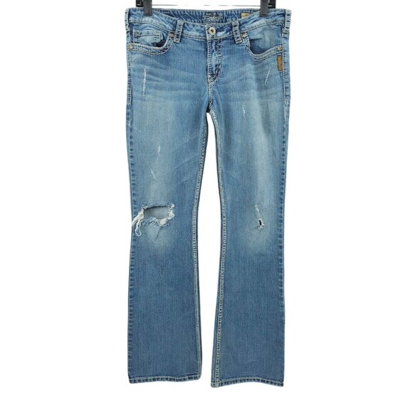 Silver Jeans Alex Bootcut Womens Size 33 Distressed Low Rise Med Wash Denim - Picture 1 of 15